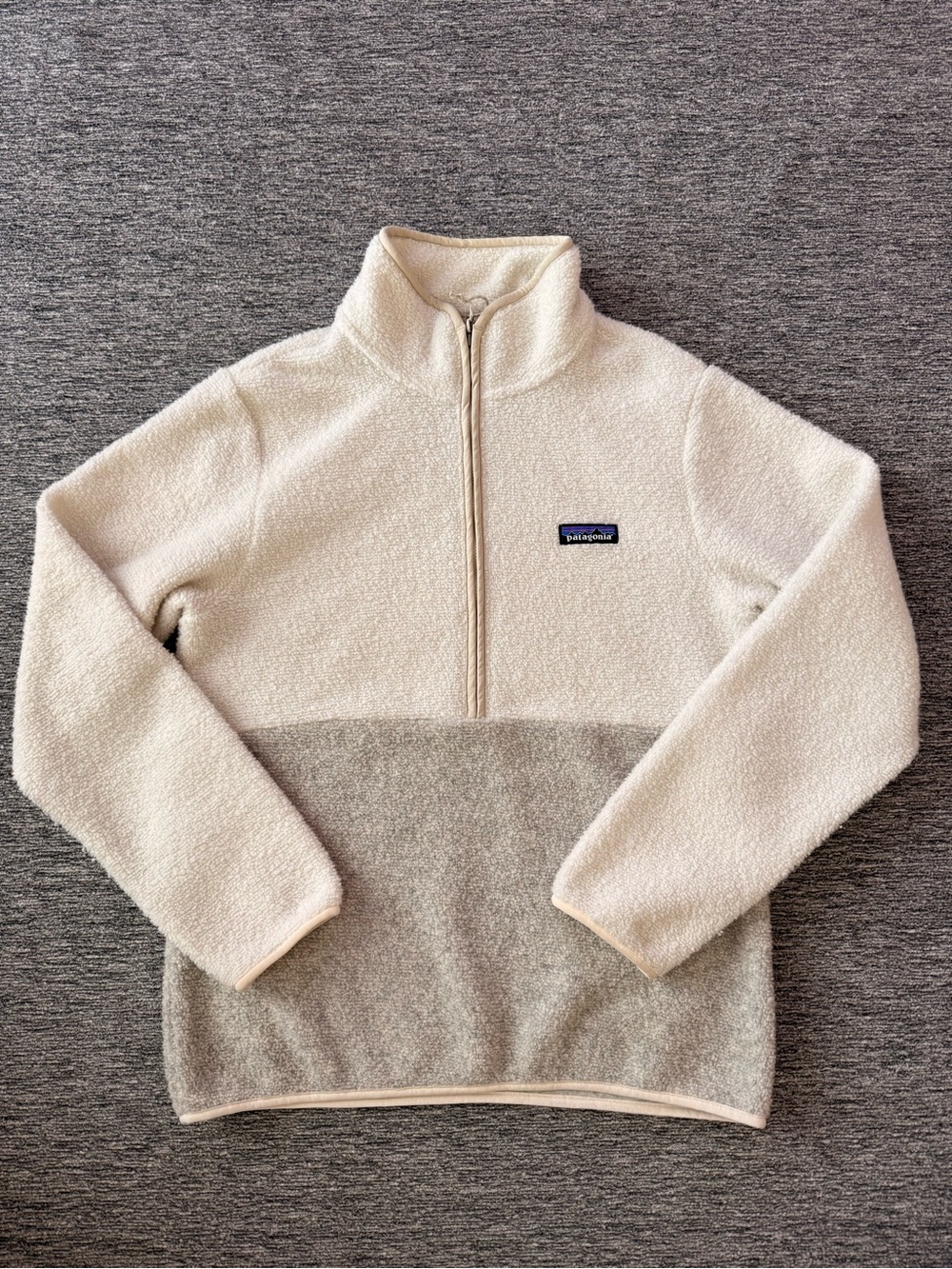 Patagonia Women's Half-Zip Sherpa Pullover - Cream & Light Gray